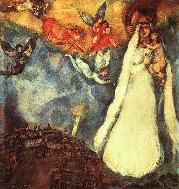 Madonna of village contemporary Marc Chagall Oil Paintings